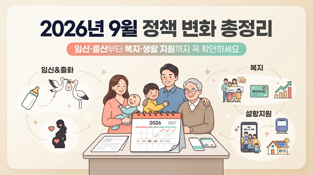 2026년 9월 정책 변화 총정리|임신·출산부터 복지·생활 지원까지 꼭 확인하세요