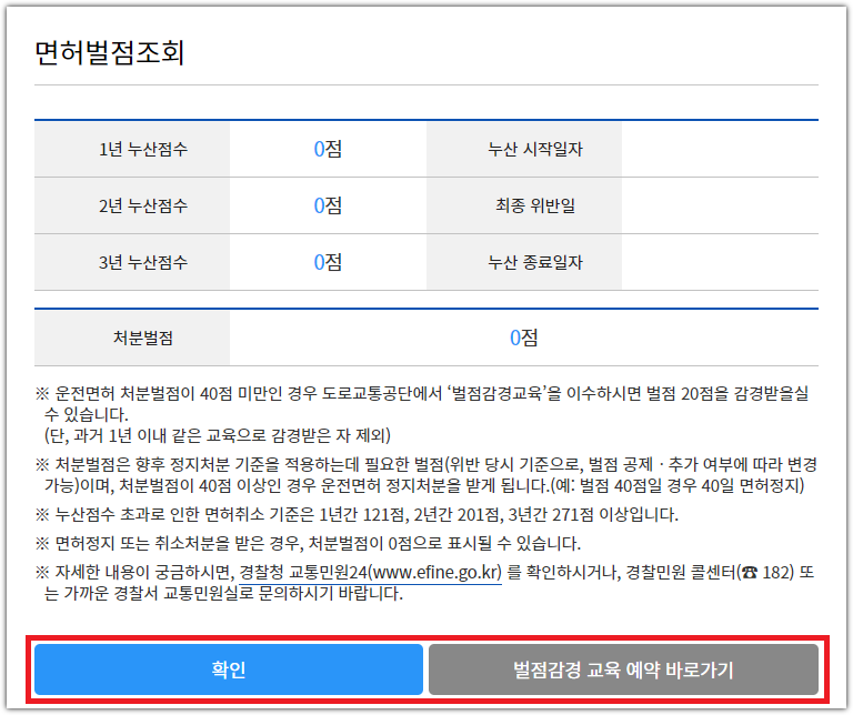 면허벌점조회