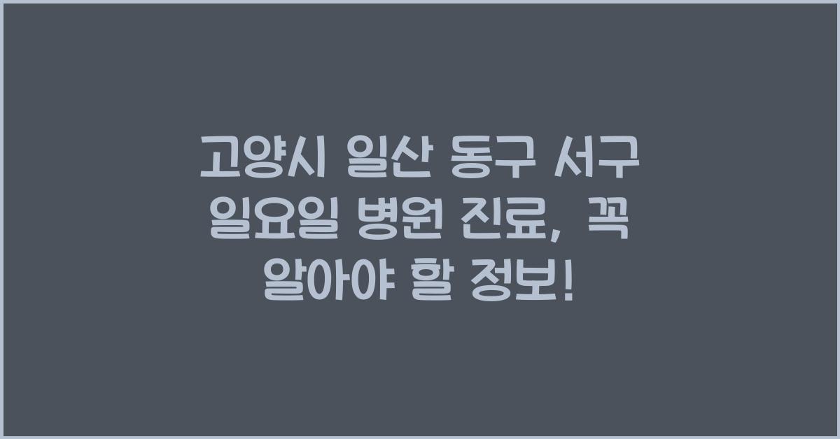 고양시 일산 동구 서구 일요일 병원 진료