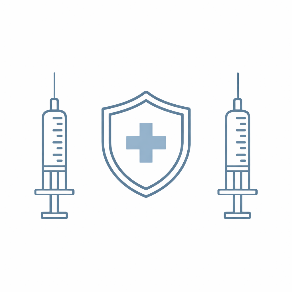 대상포진 예방접종을 상징하는 아이콘으로 백신 종류를 표현한 이미지