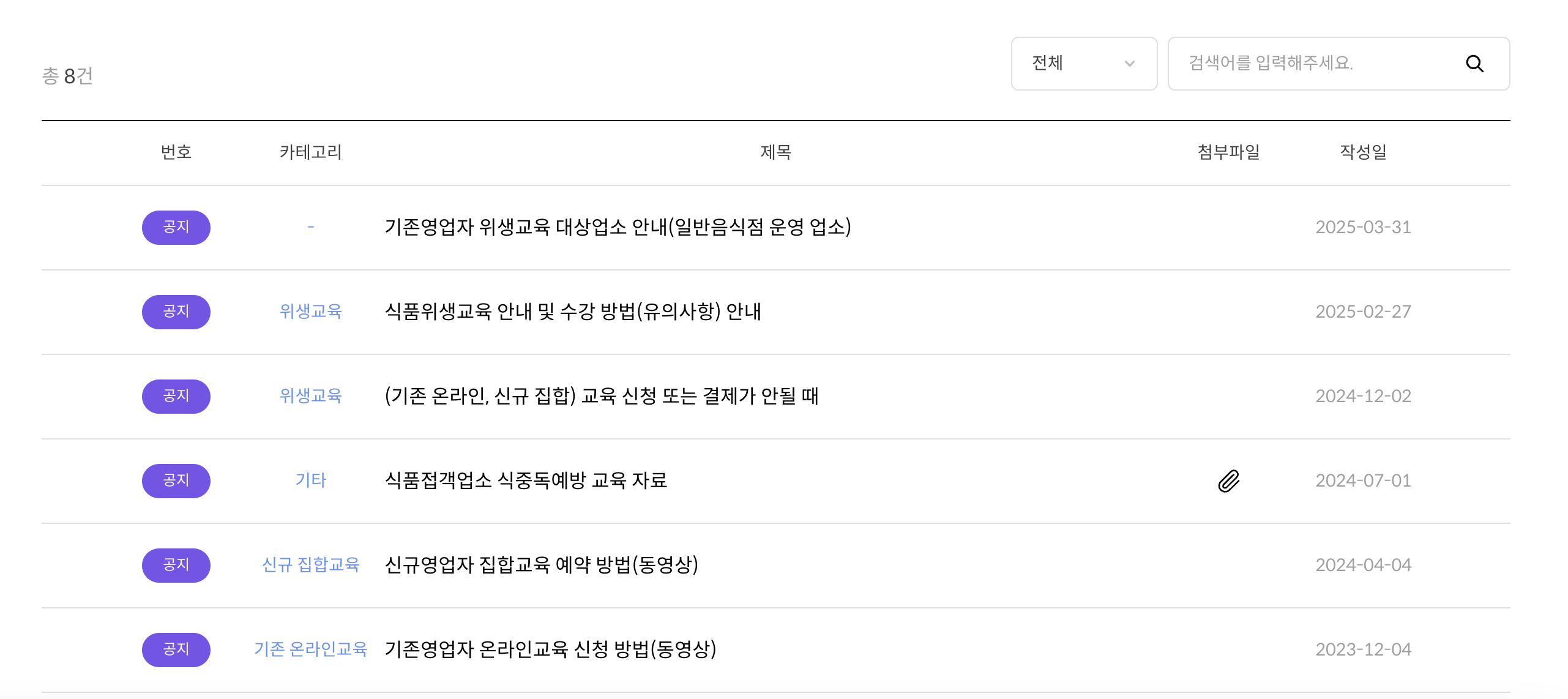 한국요식업중앙회 위생교육