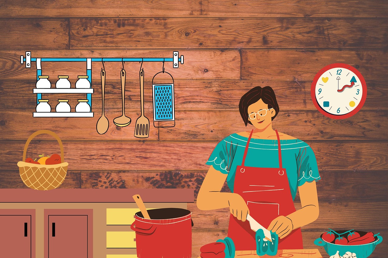 요리하는 주부 사진