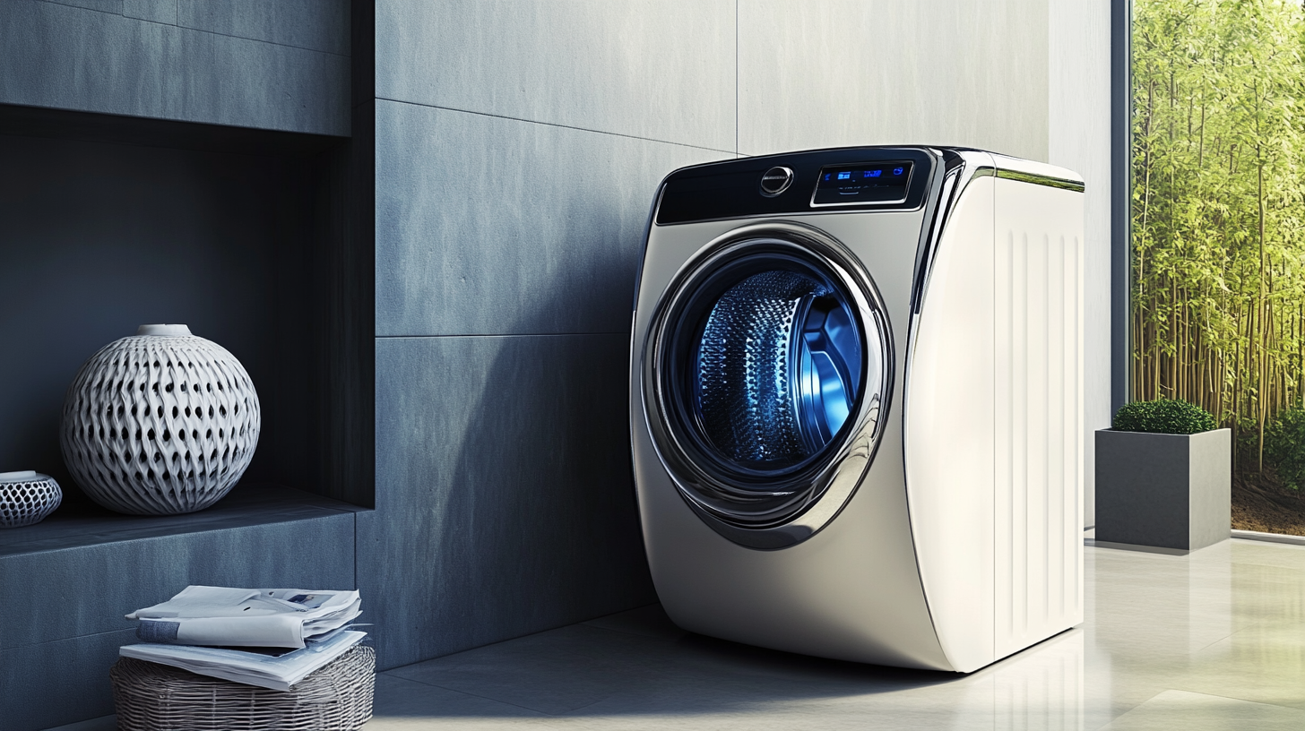 삼성과 LG 세탁기의 디자인 차이를 강조하는 비교 장면으로 삼성의 현대적이고 혁신적인 접근 방식을 보여줌