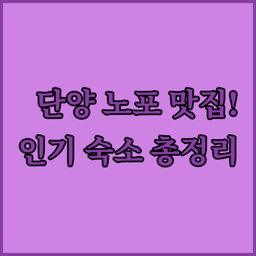 단양 여행 코스 노포 음식점 맛집 정..