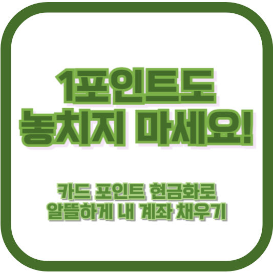 1포인트도 놓치지 마세요! 카드 포인트 현금화로 알뜰하게 내 계좌 채우기