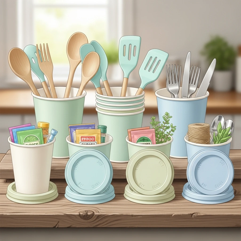 컵과 뚜껑 재활용 정리