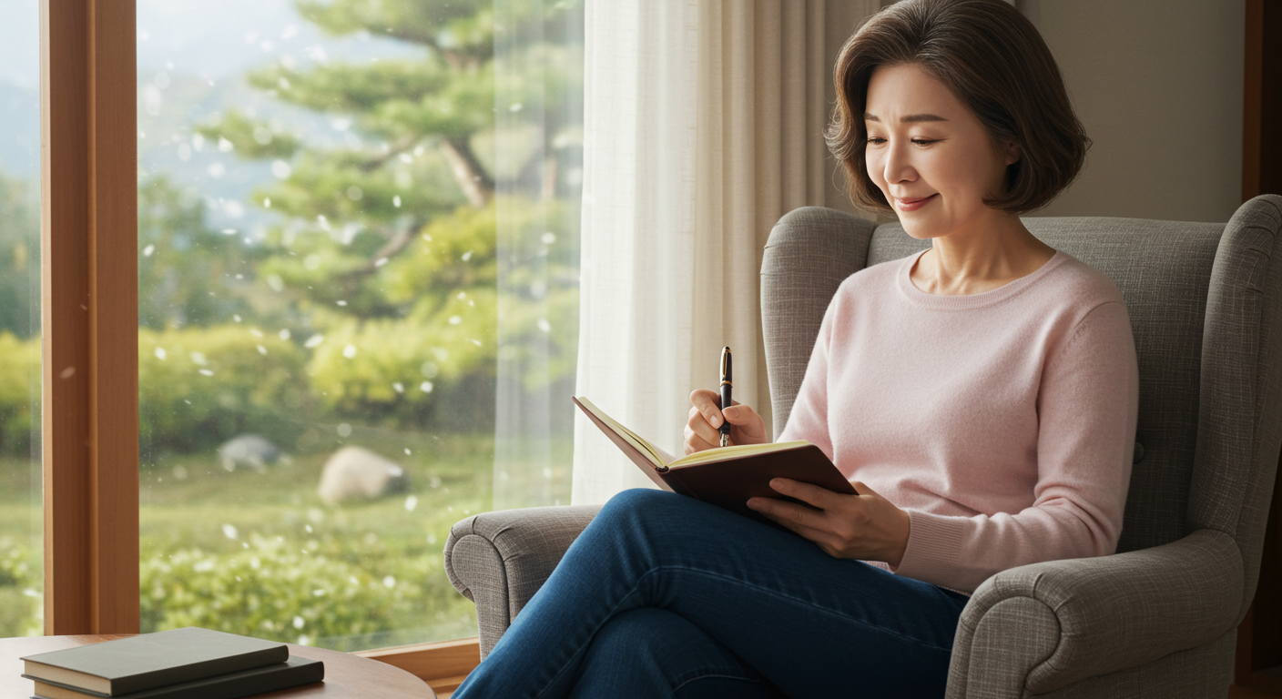 아침 글쓰기 습관을 실천 중인 여성