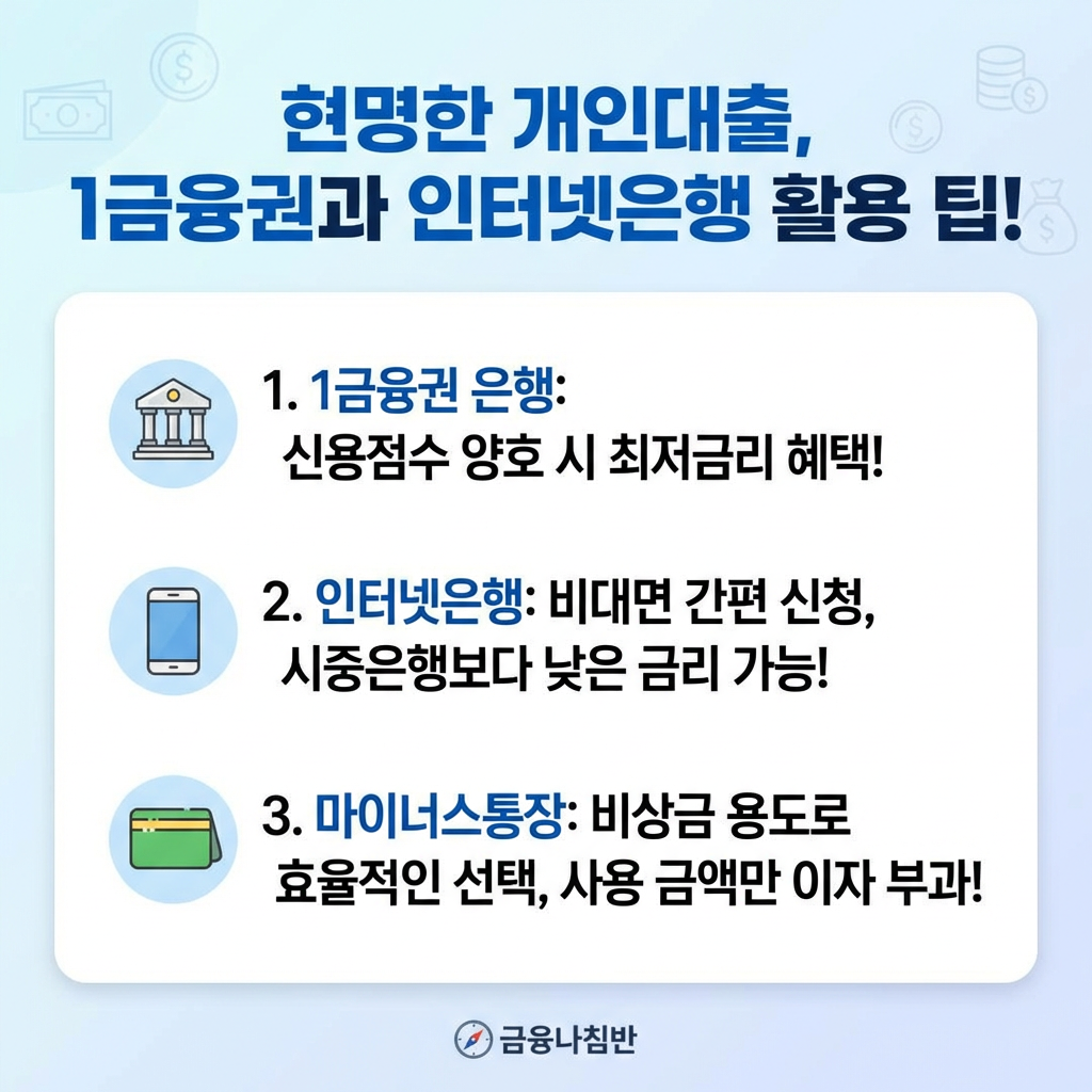 개인대출 쉽게받는곳 - 1금융권 은행 및 인터넷은행