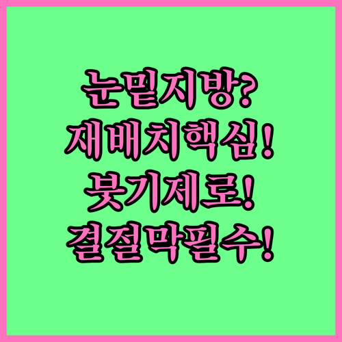 눈밑지방 재배치 결막절개 수술, 붓기..