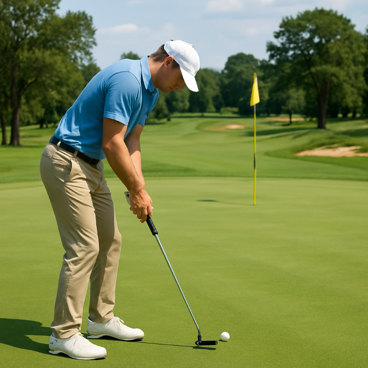 골프장에서 퍼팅하는 모습