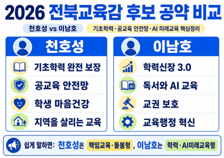2026 전북교육감 후보 공약 비교