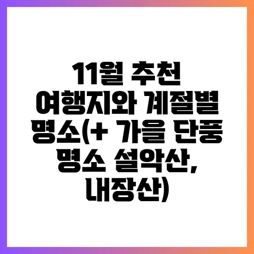 11월 추천 여행지와 계절별 명소(+ 가을 단풍 명소 설악산, 내장산)
