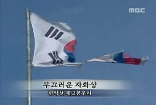 부끄러운 자화상 찢어진 태극기