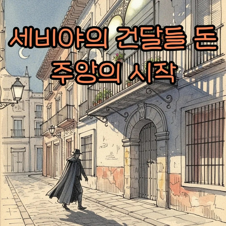 17세기 스페인 세비야의 밤거리를 걷는 신비로운 남성의 모습