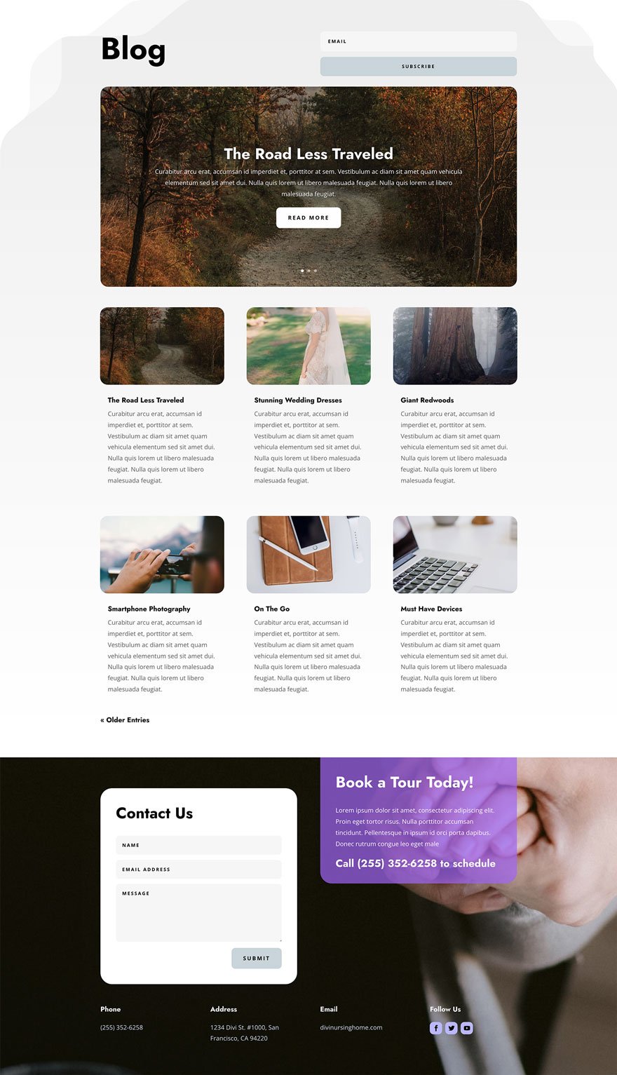 워드프레스 Divi 테마용 요양원 레이아웃 팩(Nursing Home Layout Pack) 디자인 레이아웃 - 블로그 페이지