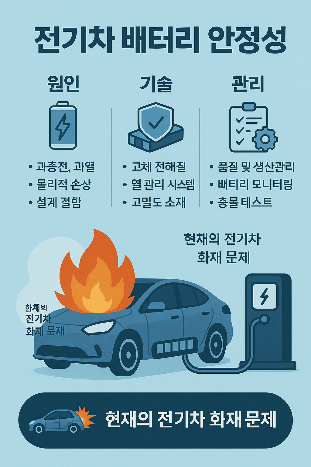 전기차 배터리의 안정성이라고 쓰여진 포스터