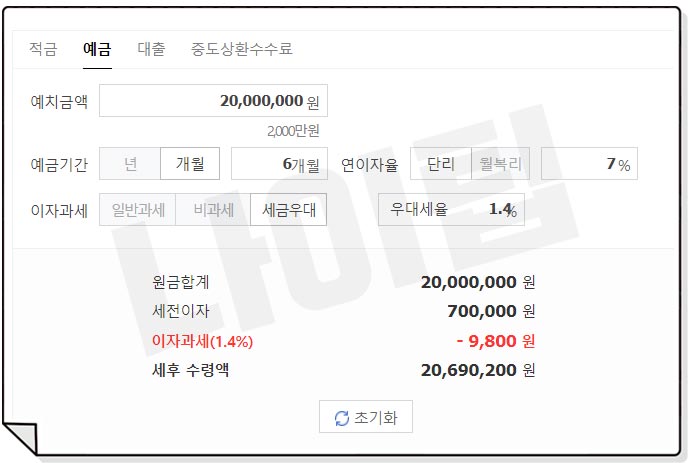 서울금남새마을금고이자 계산