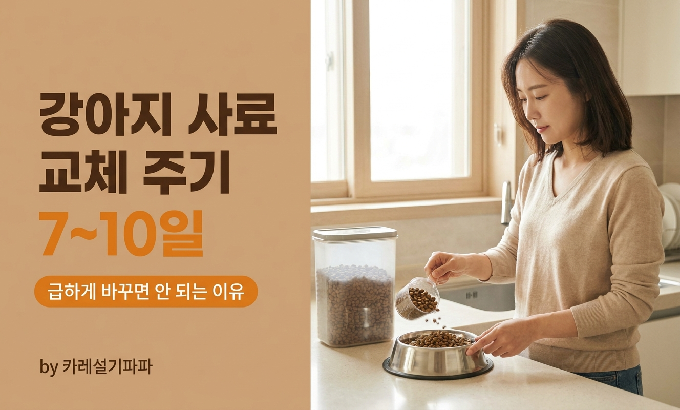 밥그릇에 사료 담는 여성