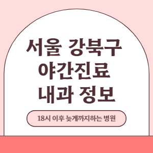 서울 강북구 야간진료 내과 병원 (18시 이후 늦게까지하는 병원)