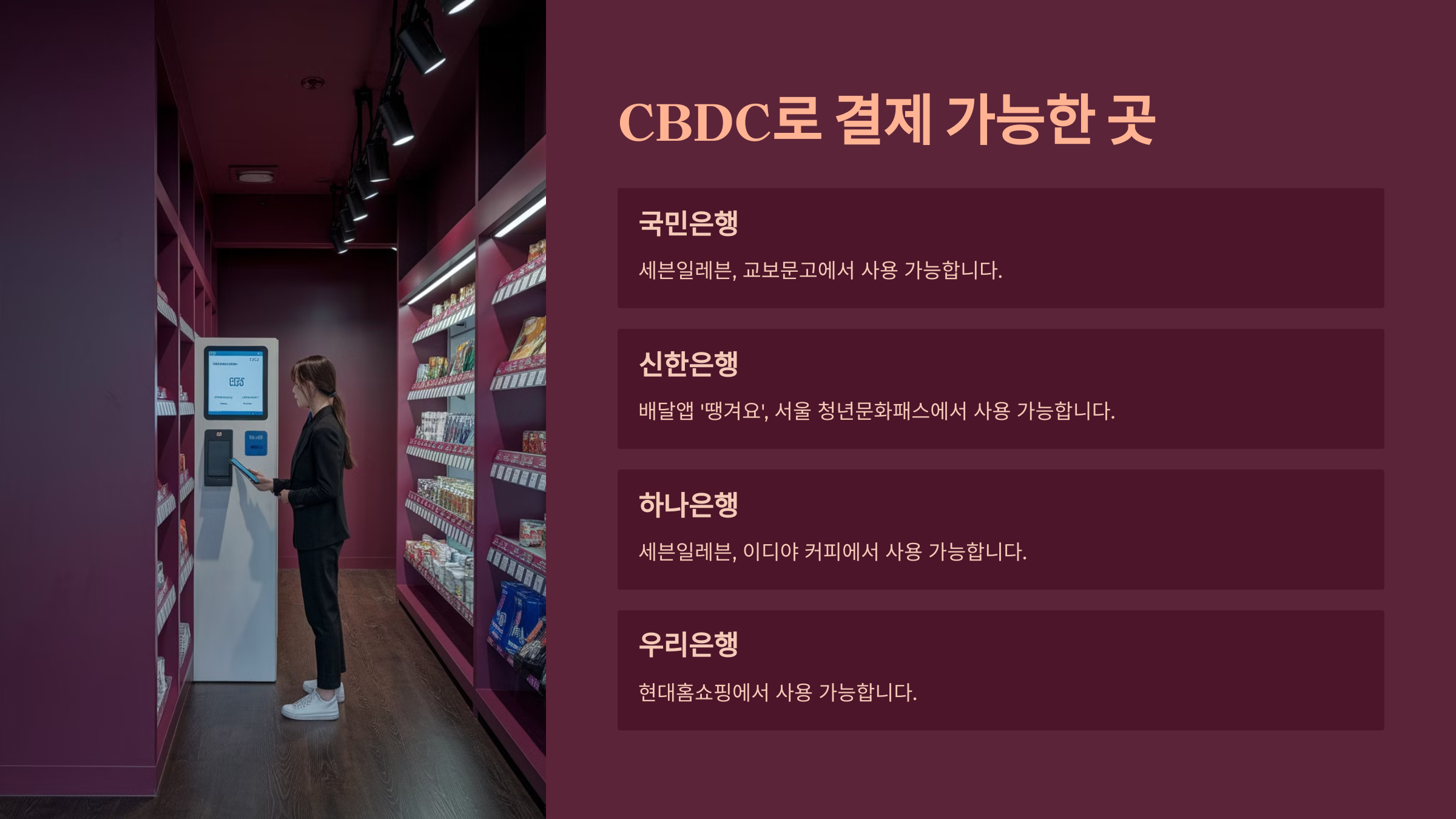 CBDC로 결제 가능한 곳