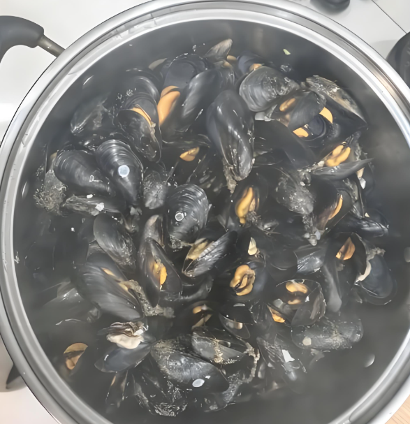 냄비에끓고있는홍합