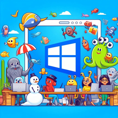 마리오 캐릭터가 컴퓨터 앞에서 즐겁게 일하는 장면.