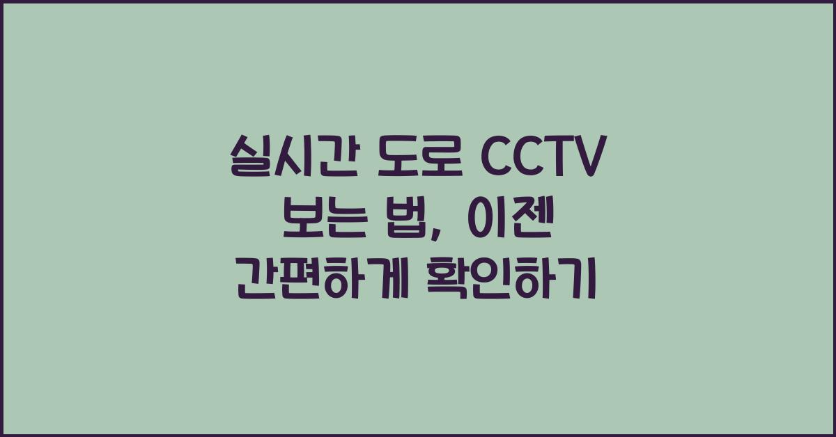 실시간 도로 cctv 보는 법