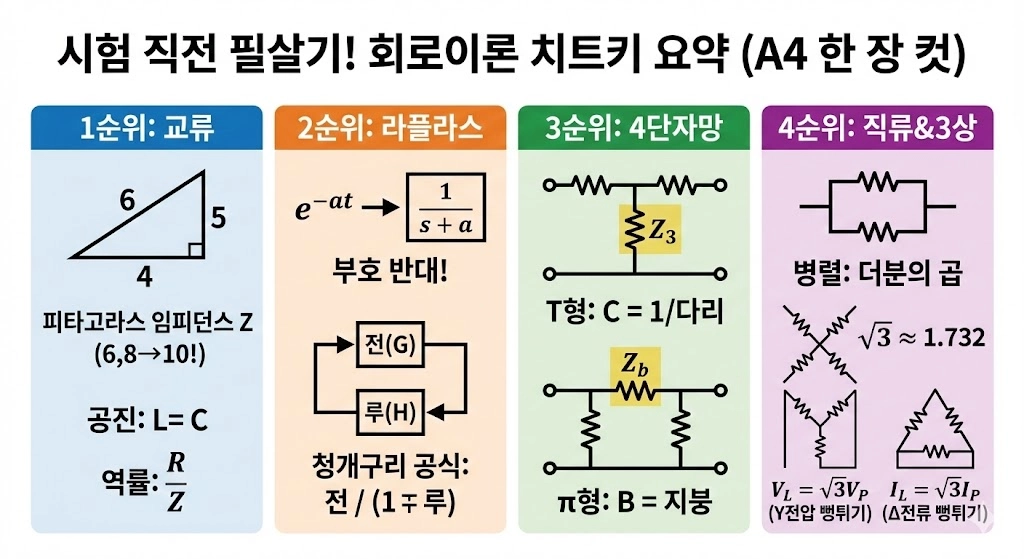 D-Day 필살기] 시험장 앞에서 보는 회로이론 A4 한 장 요약 (수포자 전용)