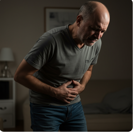 위장병으로 괴로워 하는 남자