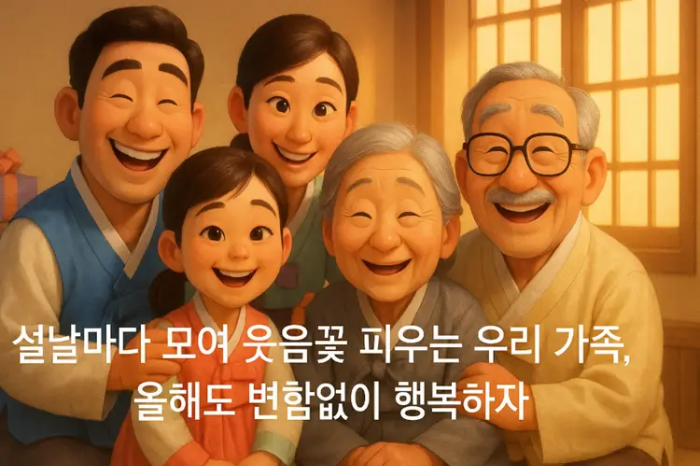 한복입은 가족-가족 구정 인사말