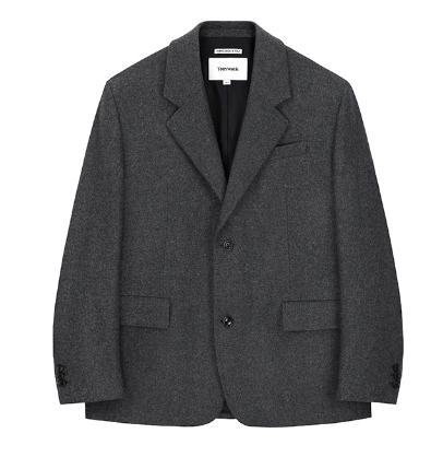 Italian Wool Flannel Twill Blazer (Italian Fabric)_ Grey