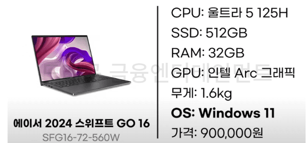 에이서 2024 스위프트 GO 16