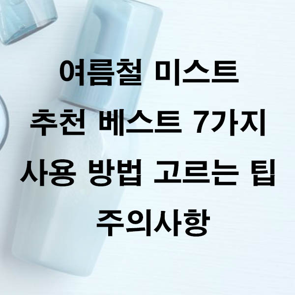 여름철 미스트 추천 베스트 7가지 사용 방법 고르는 팁 주의사항