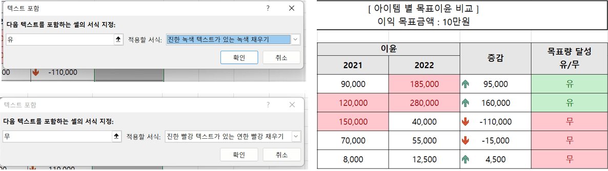 엑셀-조건부-서식-특정-단어-색-구분-완료