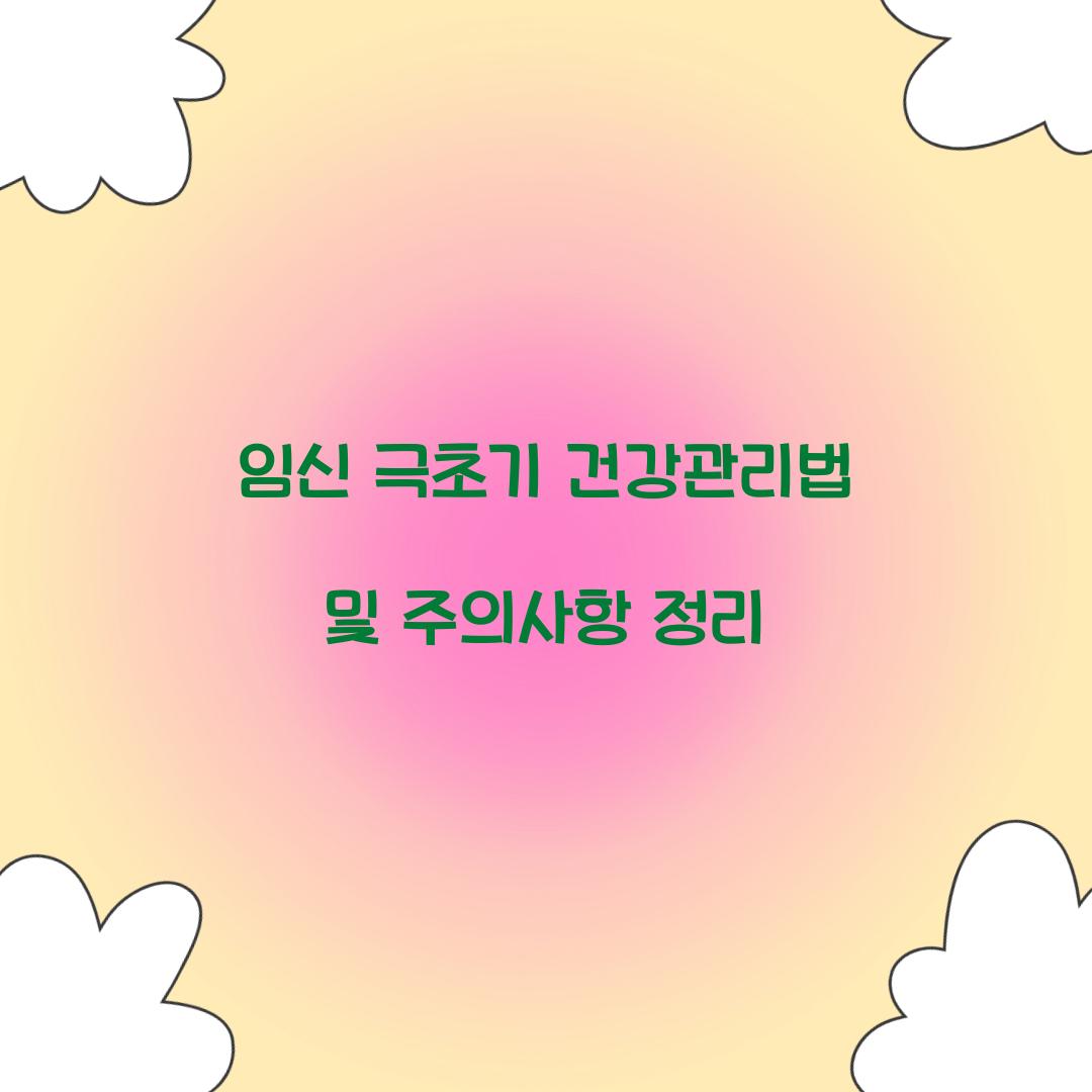 임신 극초기 건강관리법