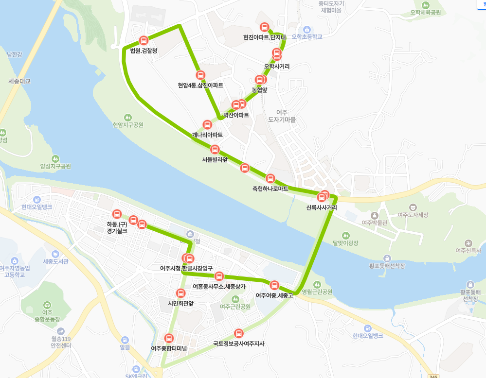 여주-918-1번-버스-노선-지도