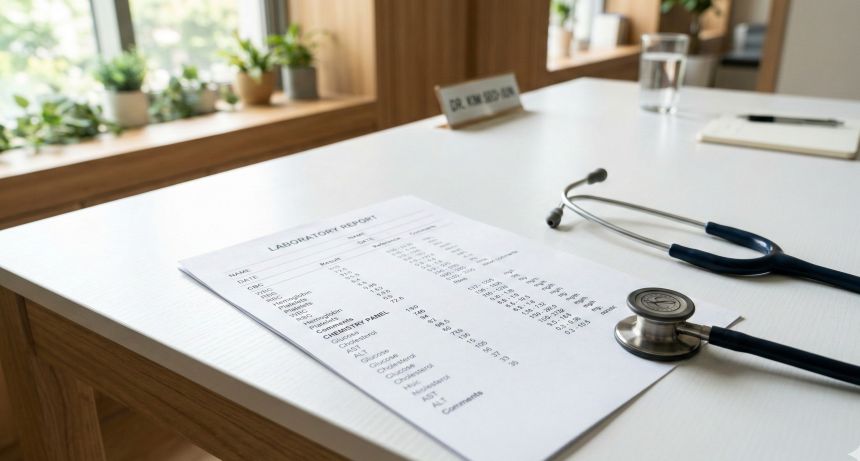 고지혈증 약과 술의 동시 해독으로 상승할 수 있는 간 수치 검사 결과지