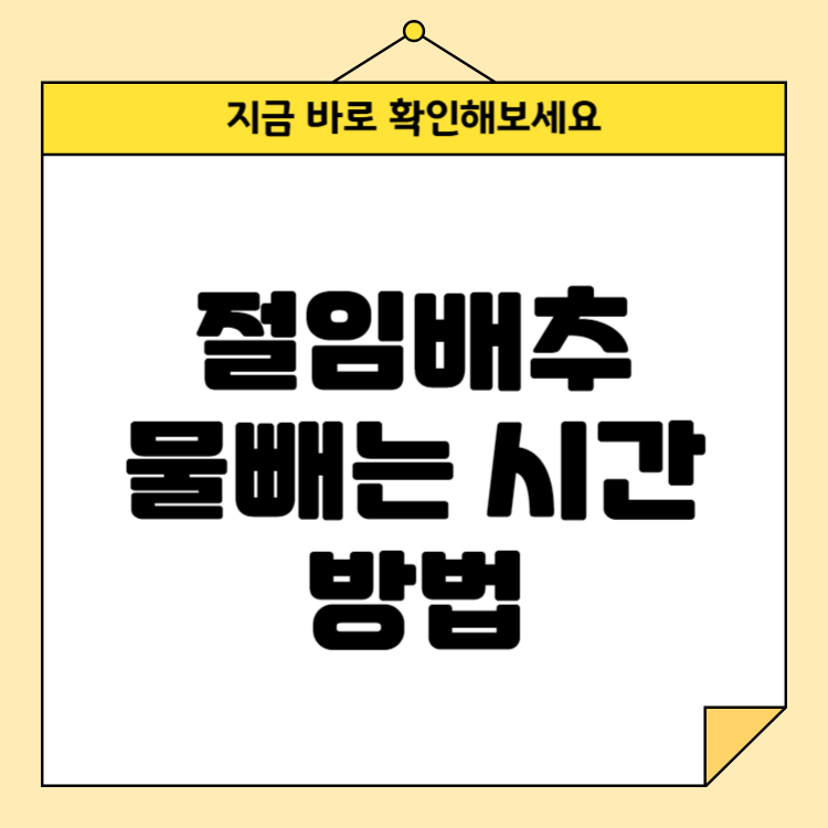 절임배추 물빼는 시간과 방법