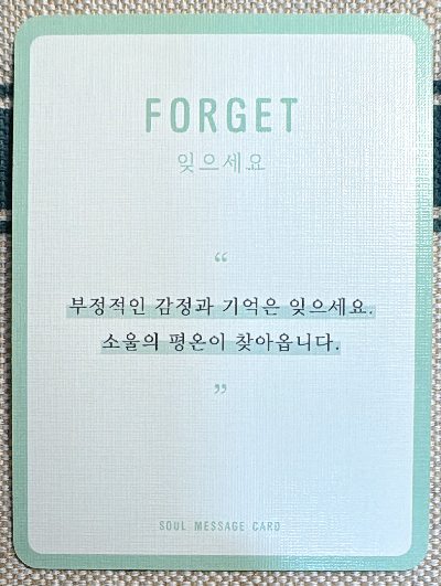 정회도의 소울 메세지 카드: 잊으세요.