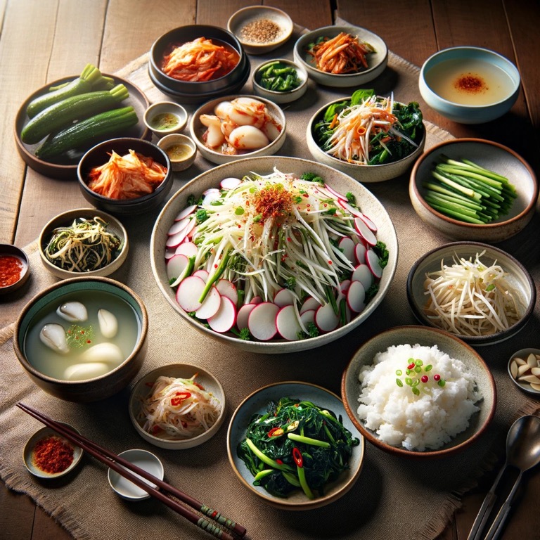 무생채굴무침 한상