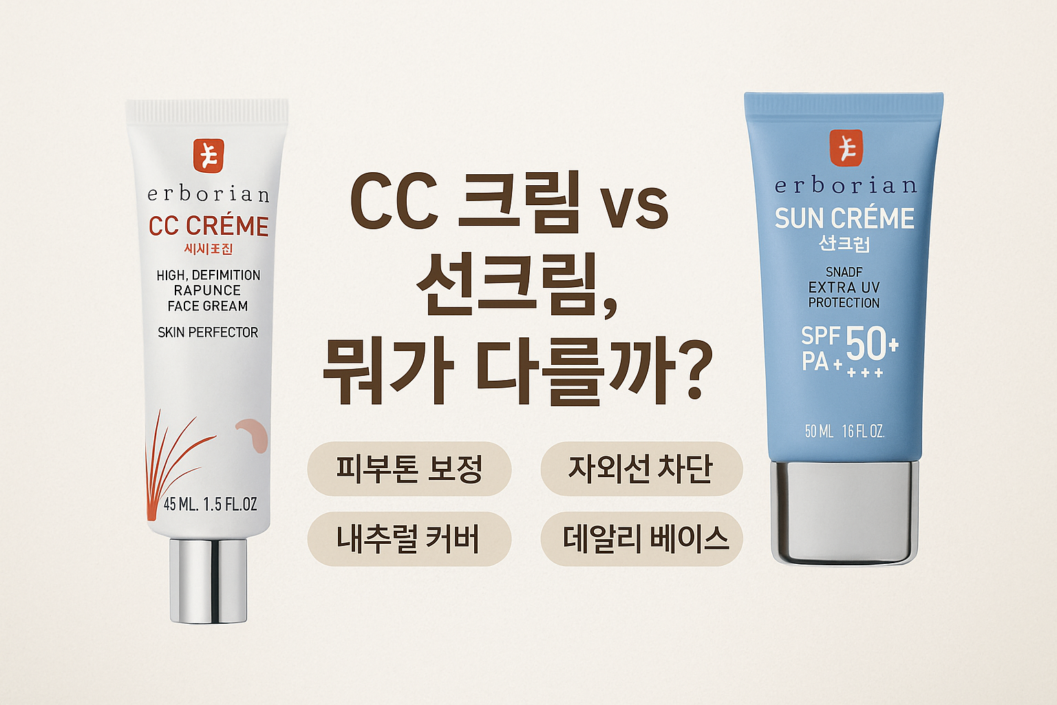 Erborian CC 크림 vs 선크림, 뭐가 다를까? 피부 타입별 선택 기준 완벽 정리! 관련 사진