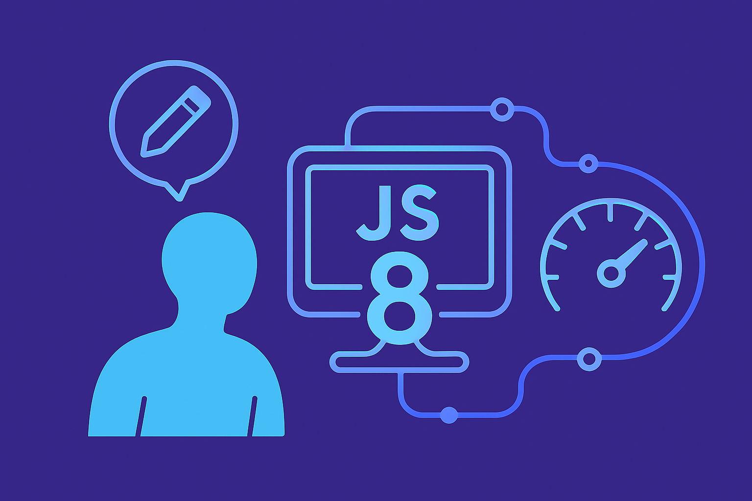 웹 성능 최적화를 은유적으로 표현한 연결형 구조의 일러스트