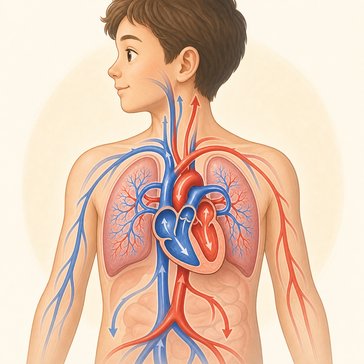 Simple educational illustration of the heart pumping blood