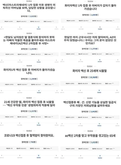 코로나 백신 부작용 청와대 청원