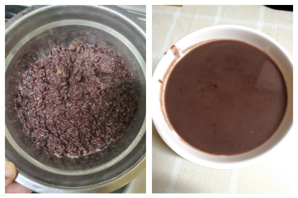 팥을 거르고 남은 껍데기는 버리기