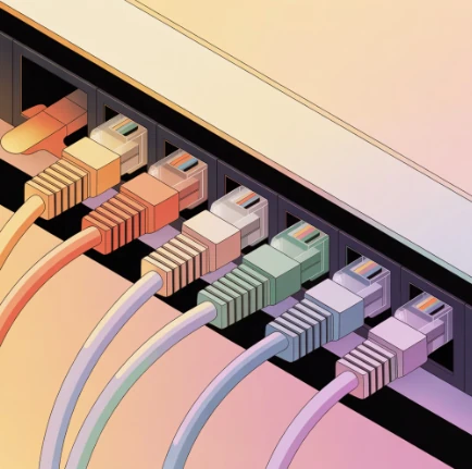 인터넷 케이블이 라우터에 장착되어있는 일러스트 예시 이미지