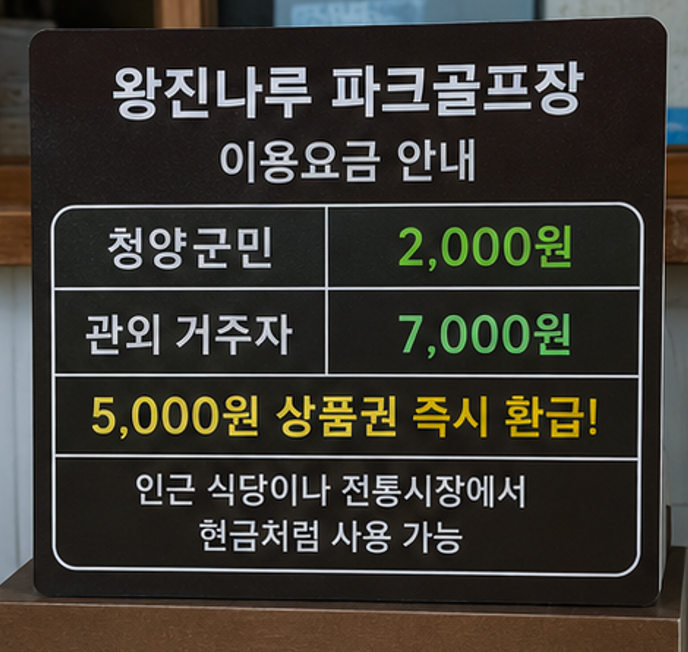 확 트인 금강뷰 천연 잔디 36홀 라운딩 - 청양 왕진나루 파크골프장 요금, 코스, 예약방법 핵심요약