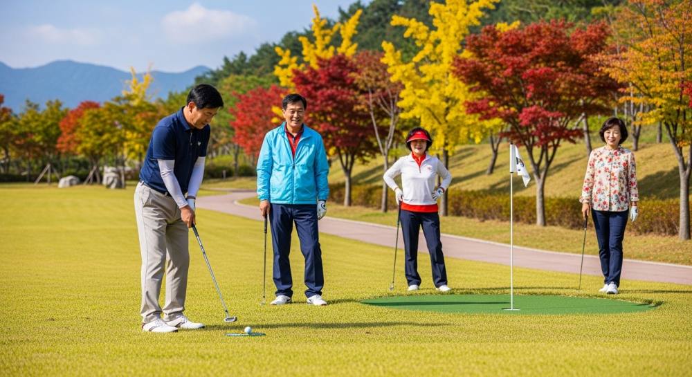 파크골프를 즐기는 중장년층 사진