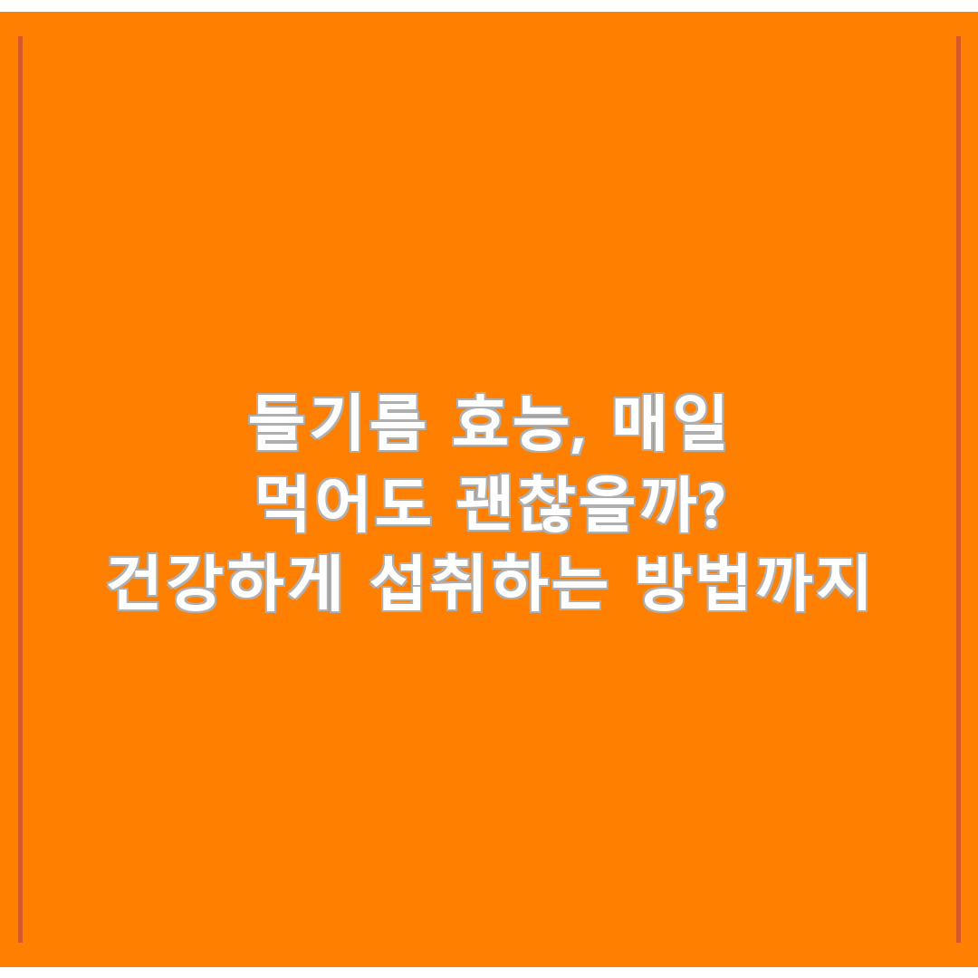 들기름 효능, 매일 먹어도 괜찮을까? 건강하게 섭취하는 방법까지