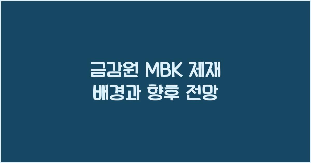 금감원 MBK 제재